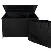 Rattan Garden Storage Black Box & Waterproof Carry Bag Large Cushion Blanket Tools Toys Furniture Chest 582L Outdoor Patio Deck Steel Frame UV & Weather Resistant Gas Assisted Lift Lid Portable Wheels