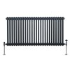 Traditional 2 Column Radiator 600mm x 1192mm Modern Central Heating Heater Matt Anthracite Grey Carbon Steel Horizontal Wall Mounted Kitchen Living Room Bathroom Cleaning Brush Fixing Kit & Brackets