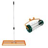 Lawn Leveller & Aerator Manual Grass Roller 3.8cm Spikes 100cm x 32cm Orange Levelling Rake Lute Removable Dual Purpose Extendable Handle 1.15 - 1.9m Easy Grip Heavy Duty Steel Aluminium Garden Tool