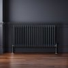 Traditional 3 Column Radiator 600mm x 1012mm Modern Central Heating Heater Matt Anthracite Grey Carbon Steel Horizontal Wall Mounted Kitchen Living Room Bathroom Cleaning Brush Fixing Kit & Brackets