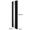 Oval Panel Radiator With Mirror 1800mm x 500mm Modern Designer Double Column Vertical Heater Matt Black Carbon Steel Wall Mounted Kitchen Living Room Cleaning Brush Fixing Kit & Brackets