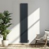 Aluminium Designer Radiator 1800mm x 315mm Vertical Double Flat Panel Column Lightweight Modern Central Heating Heater Matt Anthracite Grey Kitchen Living Room FREE Cleaning Brush Fixing Kit Brackets