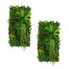 2Pcs Artificial Plant Wall Panel 50 x 100cm Alina Living Foliage Greenery Tiles Indoor Outdoor Weather & UV Resistant Grass Fence Hedge Privacy Backdrop Garden Home Decor Snap & Lock Fixings Included