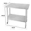 Catering Work Bench Table Stainless Steel Food Prep Kitchen Mobile 4 x Castor Wheels With 2 Brakes & 4 Adaptable Feet Adjustable Lower Shelf 3 Positions 160kg Load Capacity 60cm x 90cm x 86cm