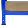2 x 90cm T-Rax Heavy Duty Racking Metal Storage Shelving Units & Garage Workbench Blue