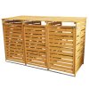 Triple Wheelie Bin Store Strong Wooden Shed Recycling Store Natural Timber Lockable Latched Hinged Firewood Garden Tools Storage FREE Fixing Kit 120cm (H) x 198cm (W) x 81cm (D)