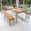 4Pcs Hairpin Table Legs Heavy-duty Industrial DIY Furniture Steel Sturdy Metal With FREE Protector Feet And Screw Pack Antique Copper 2 Prong Rods 12 Inch Height 12mm Thickness