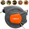 T-Mech Auto Rewind Hose Reel 30m + 2m, Wall-Mounted 8 Spray Nozzle Gun, Neat Retractable Hose-Pipe With Bracket And Fixings, 180?? pivot