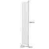 Oval Column Radiator 1800mm x 240mm & TRV Chrome Valves Modern Designer Double Panel Central Heating Heater White Steel Vertical Kitchen Living Room FREE Cleaning Brush Fixing Kit & Brackets