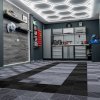 Vented Modular Interlocking Flooring Tiles 165 Grey & 60 Black With Edges & Hexagon LED Lighting 28 White Lights & Border 6500K 3 Mount Options & Suspended Ceiling Kit Single Garage Floor Mat 6m x 6m