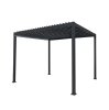 Metal Pergola 3m x 3m Retractable Canopy Roof Powder Coated Aluminium Outdoor Garden Gazebo Sun Rain Shelter Patio Deck Drainage UV Protection Weather Resistant Tools & Ground Bolts Included Dark Grey