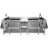 Twin Cocktail Bar Station Free-Standing Stainless Steel Insulated Ice Well Sink 360 Mixer Tap Glass Refresher Drip Tray Blender Shelf Speed Rail Shelves Gastro Pots Knife Holder FREE Boston Shaker