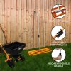 Lawn Leveller & Rotary Spreader Gritter Fertiliser Garden Levelling Rake Lute 100 x 32cm Orange Removable Extendable Handle Salt Grit Sand Seed Rain Cover & Gloves