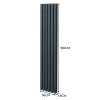Oval Column Radiator 1800mm x 360mm Modern Designer Double Panel Central Heating Heater Matt Anthracite Grey Carbon Steel Vertical Kitchen Living Room FREE Cleaning Brush Fixing Kit & Brackets