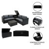 Rattan Modular 6 Piece Furniture Set & 996L Storage Box – Black