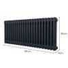 Traditional 2 Column Radiator 300mm x 1012mm Modern Central Heating Heater Anthracite Matt Grey Carbon Steel Horizontal Wall Mounted Kitchen Living Room Bathroom Cleaning Brush Fixing Kit & Brackets