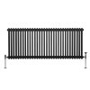 Traditional 2 Column Radiator 600mm x 1462mm Modern Central Heating Heater Matt Black Carbon Steel Horizontal Wall Mounted Kitchen Living Room Bathroom FREE Cleaning Brush Fixing Kit & Brackets