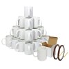 Blank Sublimation Mugs 72 Pack White Ceramic Polymer Coated 11oz Large AAA Grade Cup With Handle Presentation Gift Boxes & 2 Heat Tape Rolls 22m Long x 0.5cm Wide Tea Coffee Microwave Dishwasher Safe