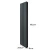 Aluminium Designer Radiator 1800mm x 395mm & TRV Chrome Valves Vertical Double Flat Panel Column Lightweight Modern Heater Matt Anthracite Grey Kitchen Living Room Cleaning Brush Fixing Kit Brackets