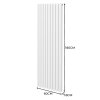 Oval Column Radiator 1800mm x 600mm & TRV Chrome Valves Modern Designer Double Panel Central Heating Heater White Steel Vertical Kitchen Living Room FREE Cleaning Brush Fixing Kit & Brackets