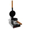 KuKoo Single Waffle Maker Machine Rotating Round Deep Fill Non-Stick Iron Plates Electric 1000W 50-250C Automatic Temperature 1-5 Minute Timer Commercial Stainless Steel Cool Touch Handle FREE Tongs