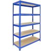 Q-Rax 120 cm Garage Shelving Storage Unit / Racking 5 Tier Bay / Boltless Warehouse Shelves, Blue