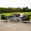 Aluminium 4 Piece Sofa Set with Black Rattan Storage Box - Anthracite Grey