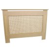 Radiator Cover Natural Unfinished MDF Wood Trellised Grill Modern Heating Home Furniture Cabinet Shelf 1115mm
