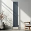 Oval Column Radiator 1800mm x 360mm Modern Designer Double Panel Central Heating Heater Matt Anthracite Grey Carbon Steel Vertical Kitchen Living Room FREE Cleaning Brush Fixing Kit & Brackets