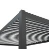 Metal Pergola 3m x 3m Retractable Canopy Roof Powder Coated Aluminium Outdoor Garden Gazebo Sun Rain Shelter Patio Deck Drainage UV Protection Weather Resistant Tools & Ground Bolts Included Dark Grey