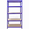 T-Rax Garage Shelving Unit - 5 Tier Heavy Duty Rack for Storage Steel Utility Shelves | Metal & MDF Boltless Racking Assembly System | 180cm x 90cm x 45cm | 280KG Per Shelf, Blue