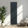 Aluminium Designer Radiator 1800mm x 475mm Vertical Double Flat Panel Column Lightweight Modern Central Heating Heater Matt Anthracite Grey Kitchen Living Room FREE Cleaning Brush Fixing Kit Brackets