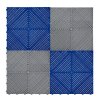 Vented Modular Interlocking Flooring Tiles 120 Grey & 120 Blue With Edges & Hexagon LED Lighting 28 White Lights & Border 6500K 3 Mount Options & Suspended Ceiling Kit Single Garage Floor Mat 6m x 6m