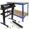 720mm Vinyl Cutter Weeding Kit Blue Q-rax Workbench Bundle PixMax Vinyl Cutting Plotter Squeegee Application Tape Aluminum Stand Protective Cover Cutting Printer Sign Maker Storage Bench