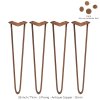 4Pcs Hairpin Table Legs DIY Furniture Industrial Style Heavy-duty Sturdy Welded Metal Steel Upcycle Bench With FREE Screw Pack And Protector Feet Copper 2 Prong Rods 28 Inch Height 12mm Thickness