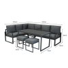Aluminium Corner Sofa Set With Black Rattan Storage Box - Anthracite Grey