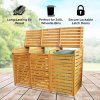 Triple Wheelie Bin Store Strong Wooden Shed Recycling Store Natural Timber Lockable Latched Hinged Firewood Garden Tools Storage FREE Fixing Kit 120cm (H) x 198cm (W) x 81cm (D)