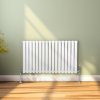 Oval Column Radiator 600mm x 1020mm Modern Designer Double Panel Central Heating Heater Gloss White Carbon Steel Horizontal Kitchen Living Room Bathroom FREE Cleaning Brush Fixing Kit & Brackets