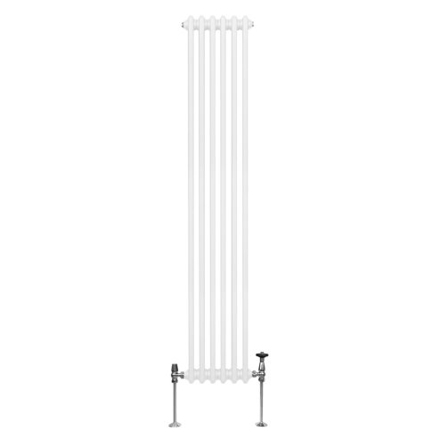 Traditional 3 Column Radiator 1800mm x 292mm Modern Central Heating Heater Gloss White Carbon Steel Vertical Wall Mounted Kitchen Living Room Bathroom Cleaning Brush Fixing Kit & Brackets