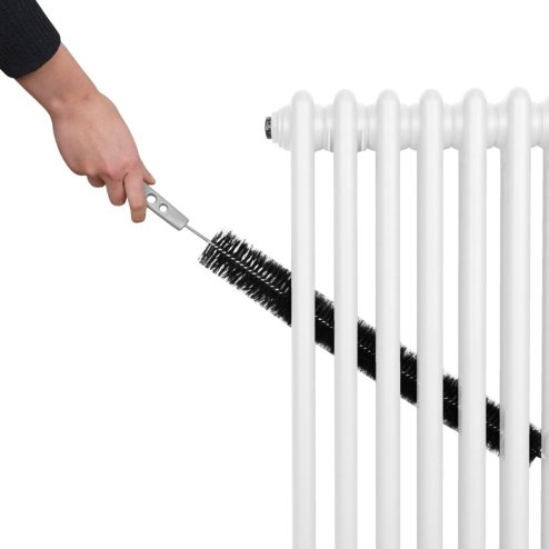 Traditional 2 Column Radiator 300mm x 1012mm Modern Central Heating Heater Gloss White Carbon Steel Horizontal Wall Mounted Kitchen Living Room Bathroom FREE Cleaning Brush Fixing Kit & Brackets