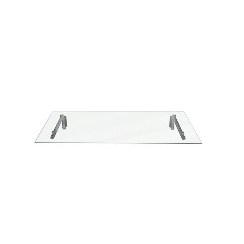 MonsterShop 1200 x 800mm Glass Canopy, 4 Stainless Steel Brackets, Front/Back Door Porch Shelter