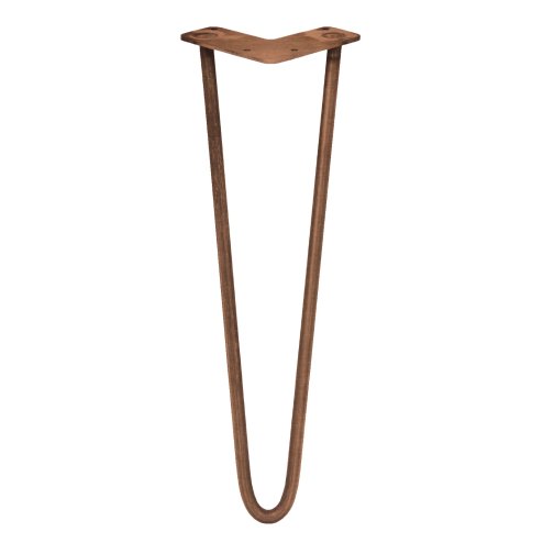 4Pcs Hairpin Table Legs DIY Furniture Industrial Style Desk Heavy-duty Sturdy Weld Steel Metal With FREE Protector Feet And Screw Pack Antique Copper 2 Prong Rods 16 Inch Height 10mm Thickness
