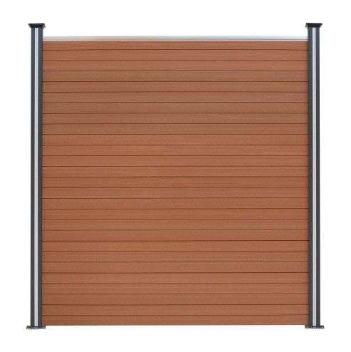 Composite Fence Panels, Angled Piece & LED Posts 6ft x 25ft - Brown