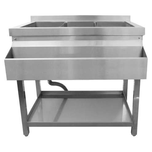 KuKoo Cocktail Bar Station Free Standing Stainless Steel Bar Sink Workstation Insulated Ice Wells