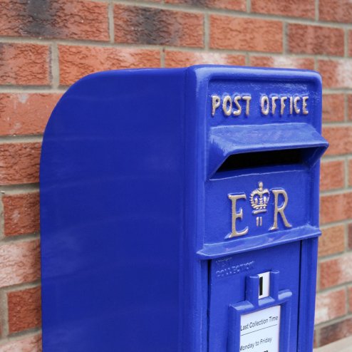 Royal Mail Post Box Scottish Cast Iron Wall Mounted Royal Mail Wedding Authentic Pillar Replica Lockable Post Office Letter Box Blue