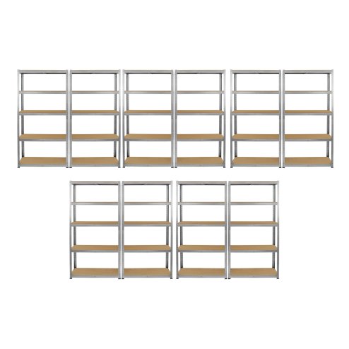 Monster Racking 10 x Galwix Steel Shelving, 175kg/shelf, 90 x 30 x 180cm, 5 Tier Galvanised Storage Bays