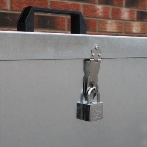 Large Storage Feed Bins 64L Galvanised Metal Waterproof Rodent Proof Outdoor Farm Garden Stables Animal Lockable Container Free Pad Lock | 2 Compartments