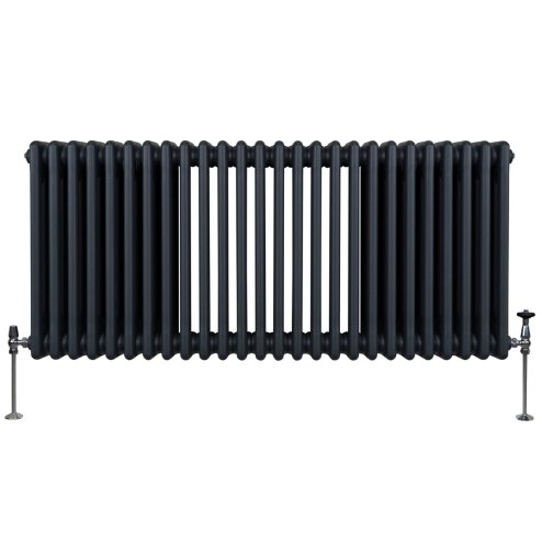 Traditional 3 Column Radiator 600mm x 1192mm Modern Central Heating Heater Matt Anthracite Grey Carbon Steel Horizontal Wall Mounted Kitchen Living Room Bathroom Cleaning Brush Fixing Kit & Brackets
