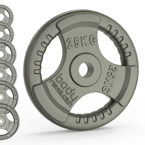 Olympic Tri Grip Rubber Weight Plates Black Pairs & Sets 25kg