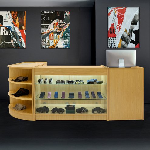 Europa LED Shop Counter Set B1500, C1500, TB60 & LM60 - Maple